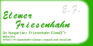 elemer friesenhahn business card